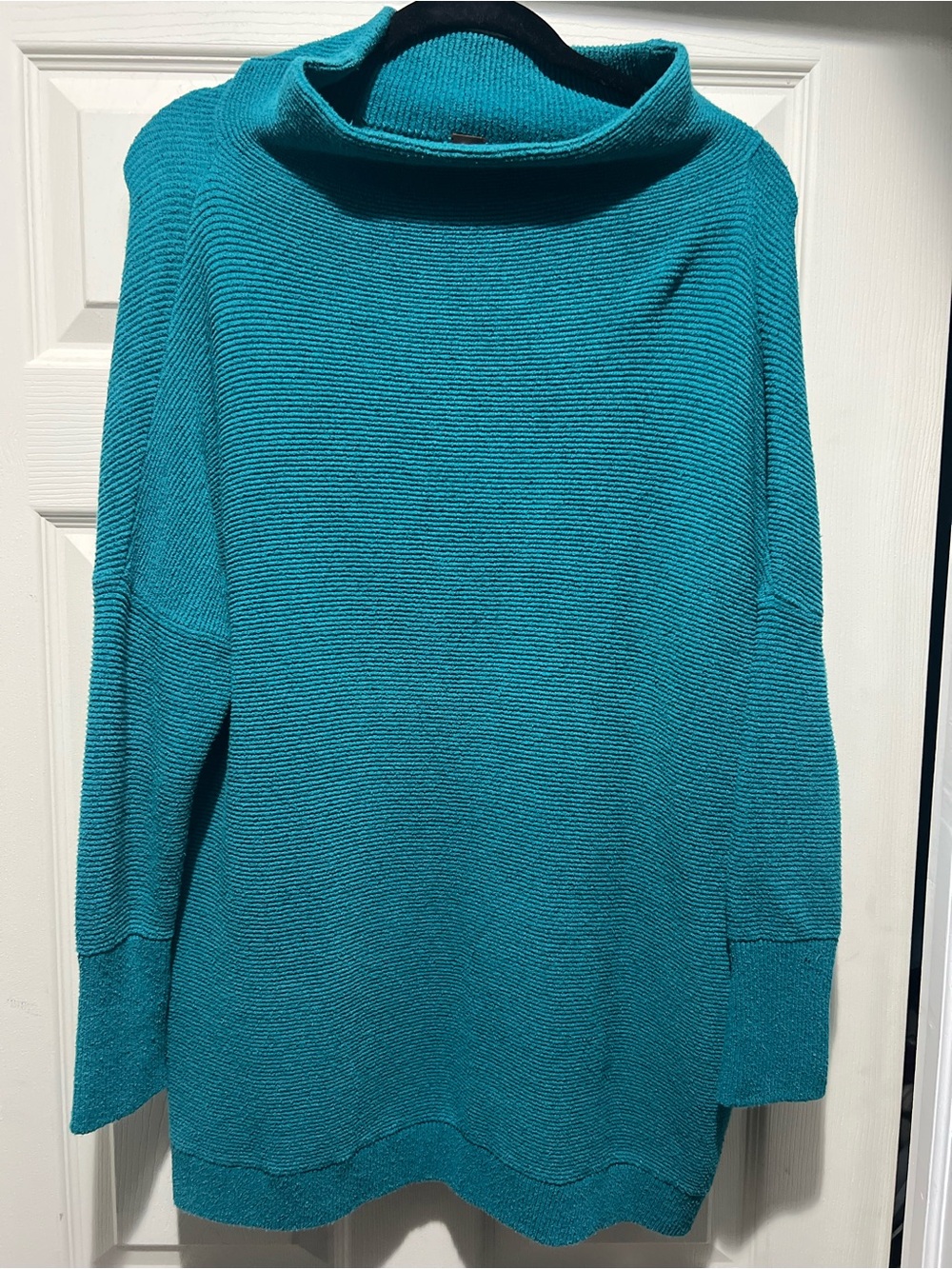Free People Ottoman Slouchy Tunic Ribbed Sweater Teal Turquoise XS Oversized - Picture 3 of 8
